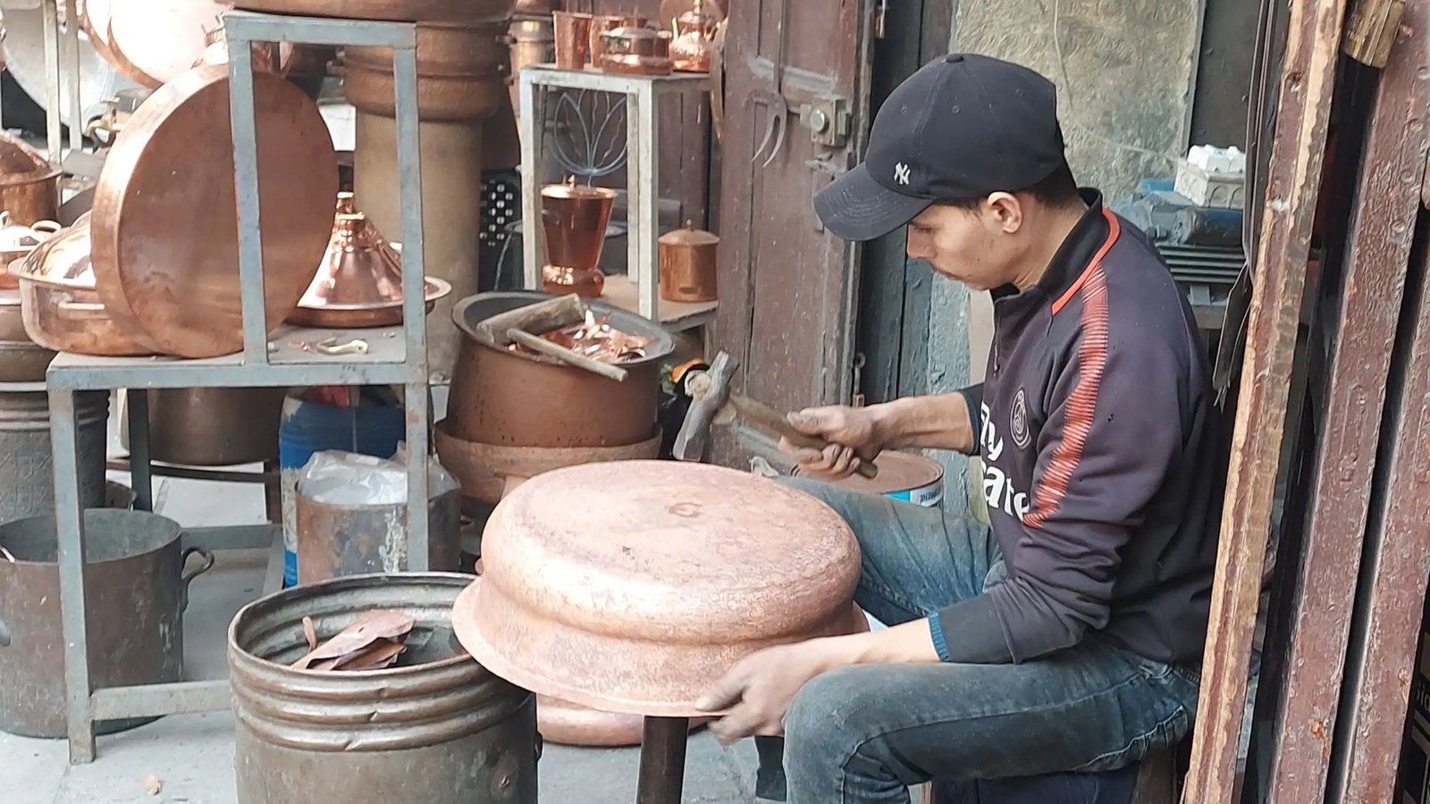 moroccan copper craft in seffarine square