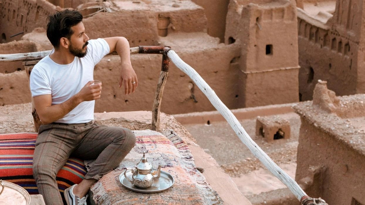 moroccan teapot in rural village