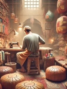 Why Are Moroccan Leather Poufs Treasured Around the World? Moroccan leather poufs making