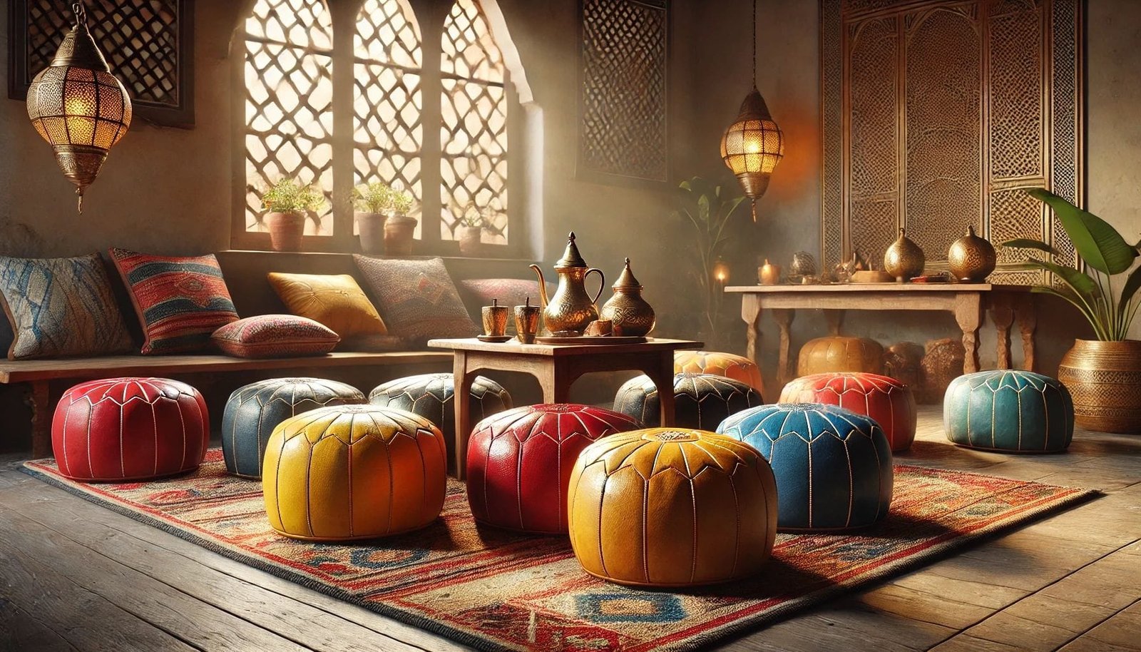 moroccan leather poufs